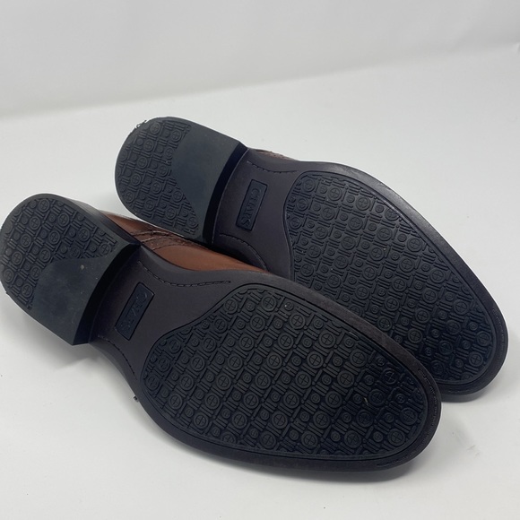 Chaps Men’s Brown Lace Up Leather Wing Tip Closed Toe Dress Shoes - Picture 13 of 13